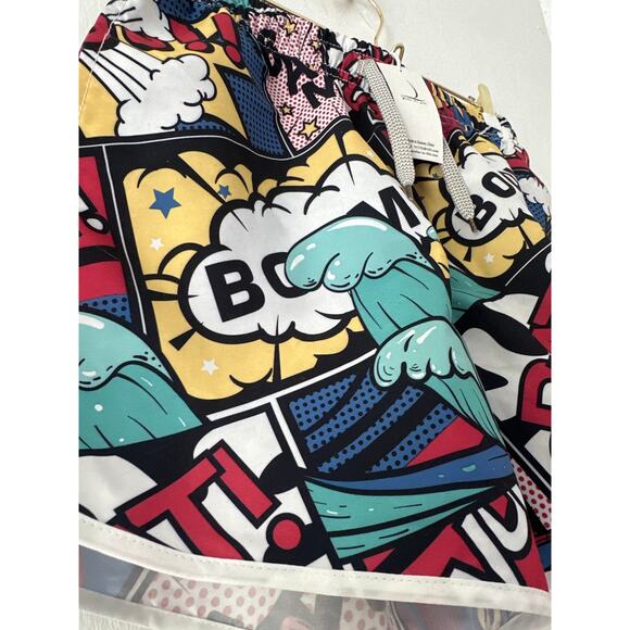 Men’s multicolored comic book print swim trunks shorts - Picture 3 of 9
